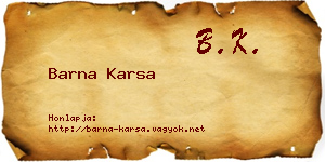 Barna Karsa névjegykártya